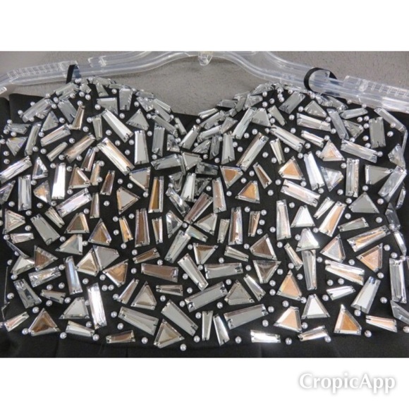 NWT, Bebe High/Low Crystal Prom Dress - Picture 4 of 6